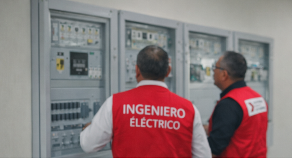 Especialistas revisando tableros eléctricos durante una inspección